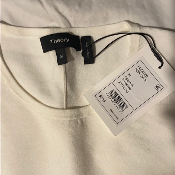 NWT Theory White Knit Peplum Top - Picture 6 of 7